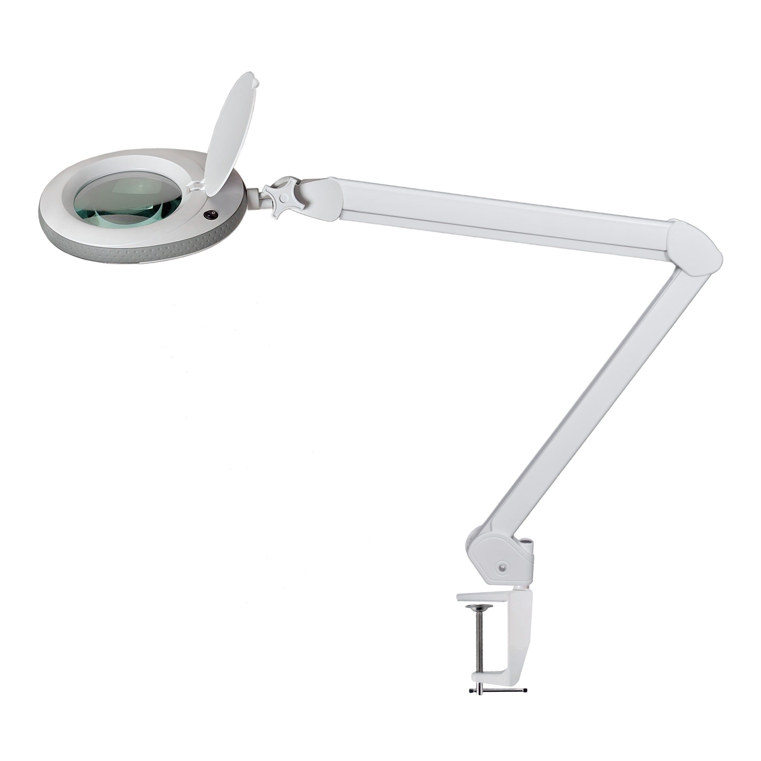Lumeno 721X Lupenleuchte in Grau mit Tischklemme, Gesamtansicht