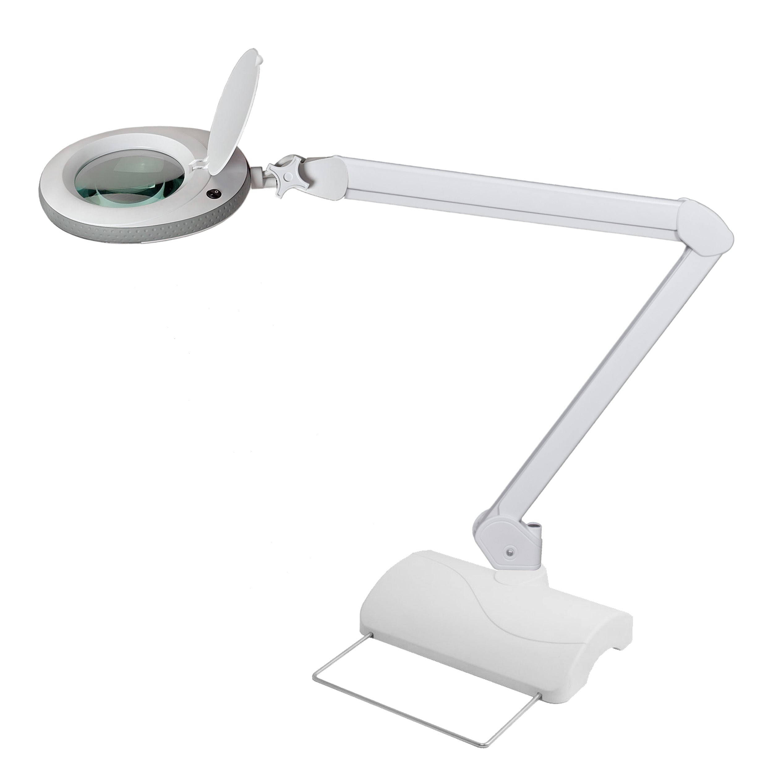 Lumeno 721X Lupenleuchte in Grau auf schwerem Tischstativ 6180