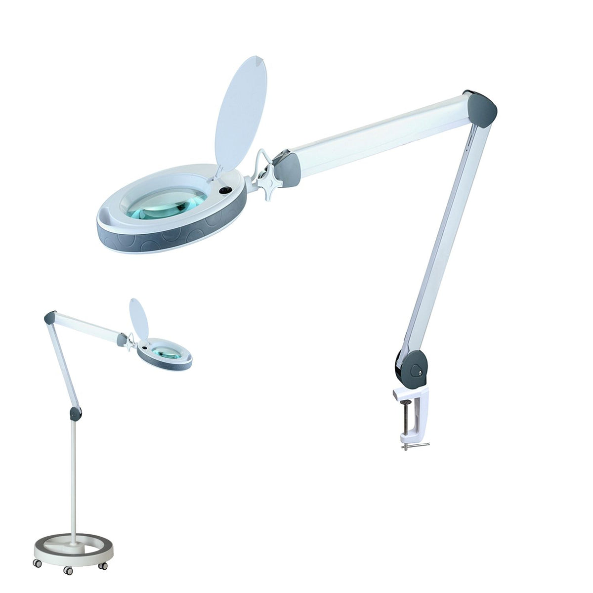 B-WARE - Lumeno LED Lupenleuchte 8513GR,152mm Echtglaslinse 3 Dioptrien dimmbar