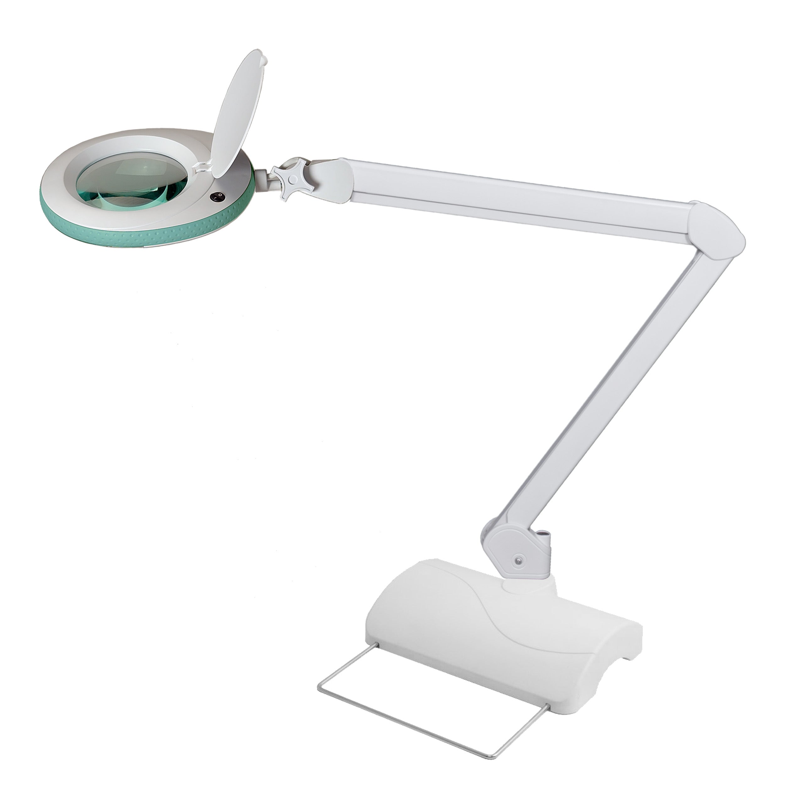 Lumeno 7213 Lupenleuchte in Grün auf schwerem Tischstativ 6180