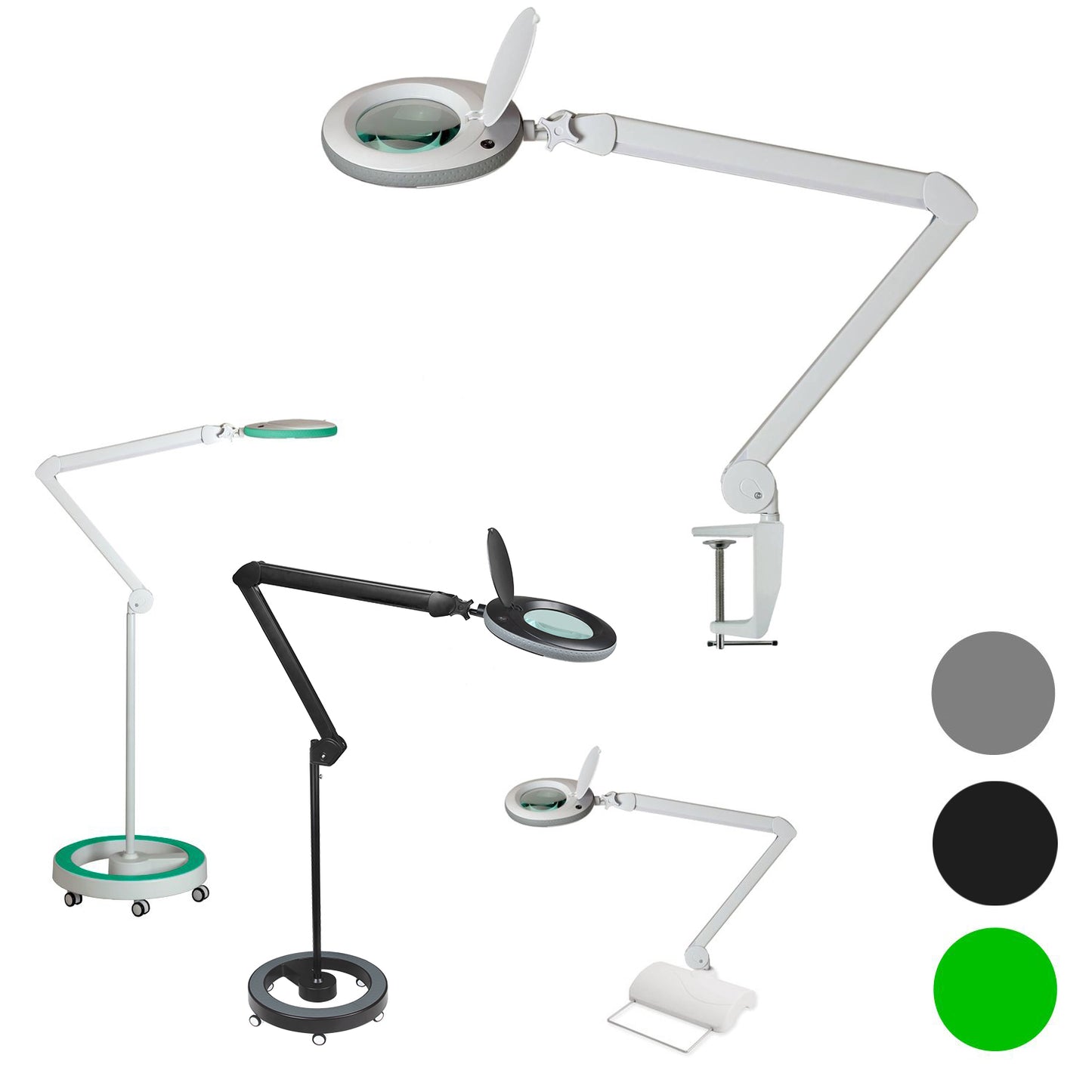 Lumeno 7213/15/18GR Magnifying lamp/workplace lamp 96 LEDs, coloured rubber protection