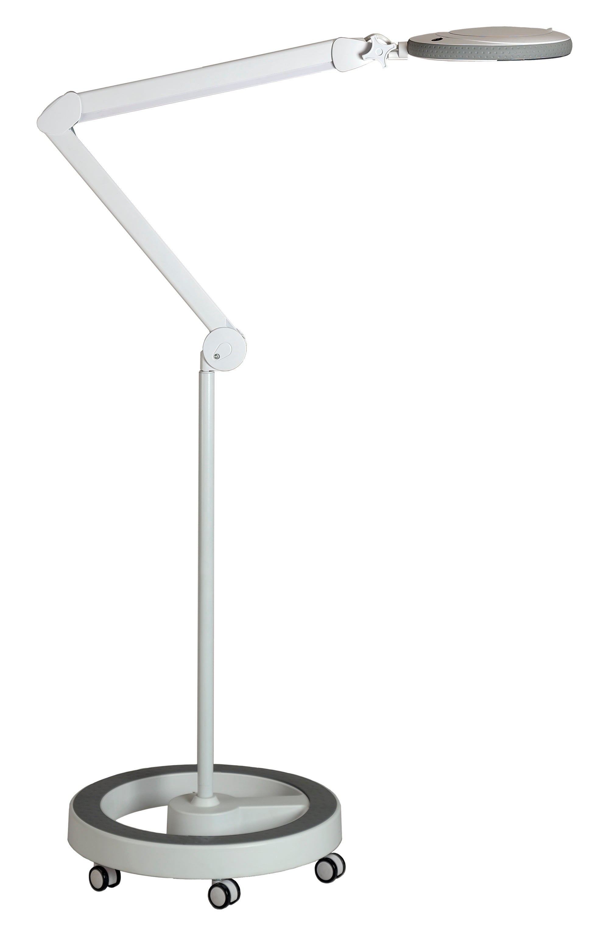 Lumeno 721X Lupenleuchte auf Rollstativ mit Laufrollen, Gesamtansicht