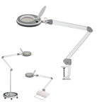 Lumeno LED Lupenleuchte 821X in Grau mit Tischklemme, Gesamtansicht