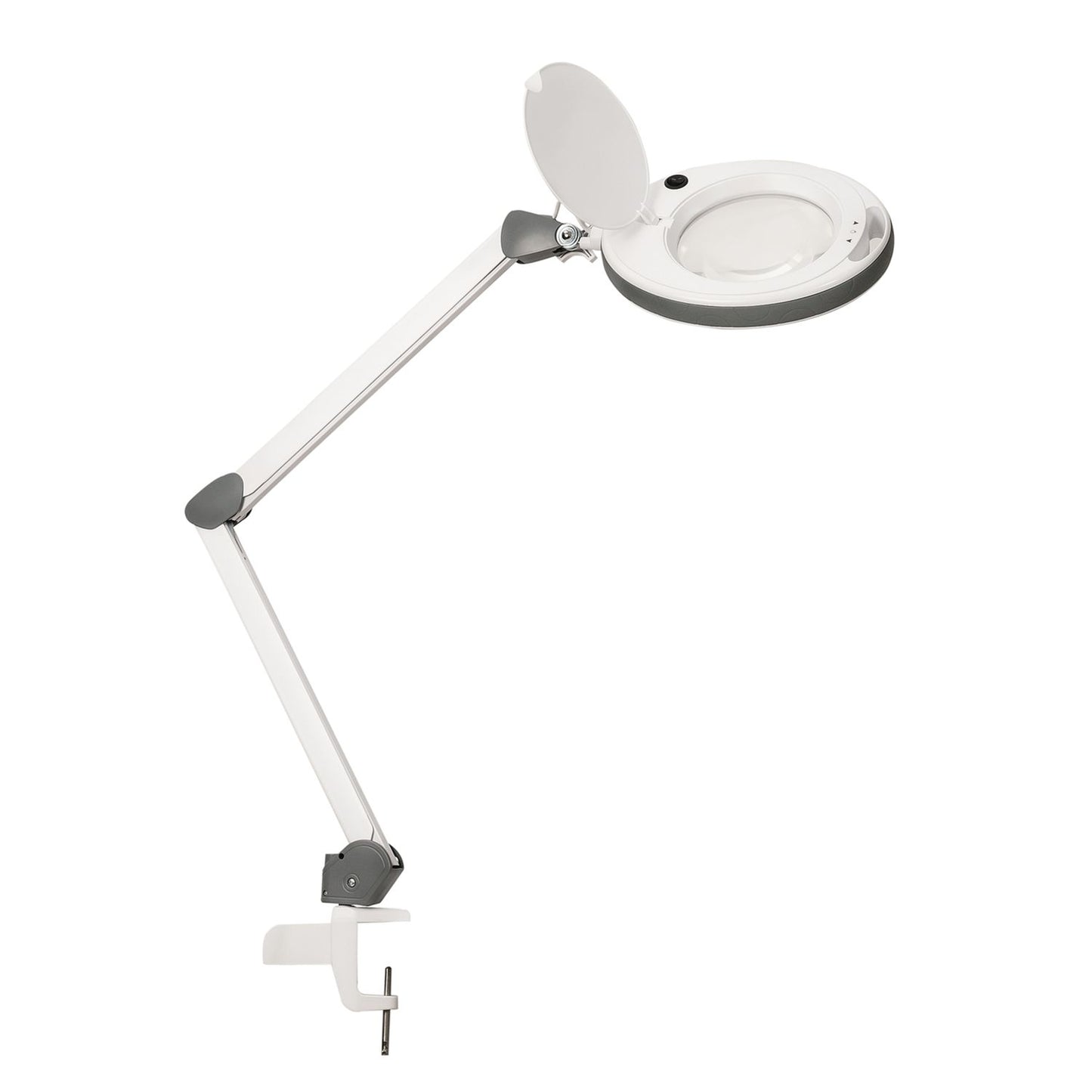 Lumeno LED magnifying lamp 851X series, with 152mm real glass lens, dimmable, grey