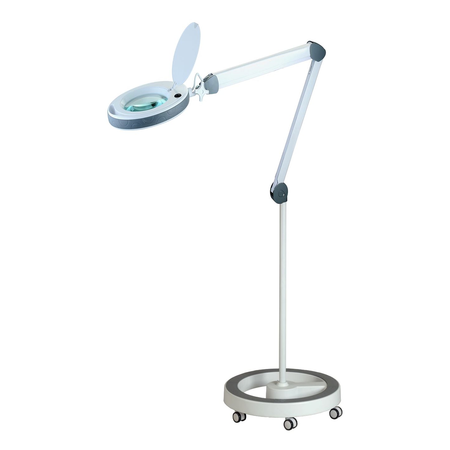Lumeno LED magnifying lamp 851X series, with 152mm real glass lens, dimmable, grey