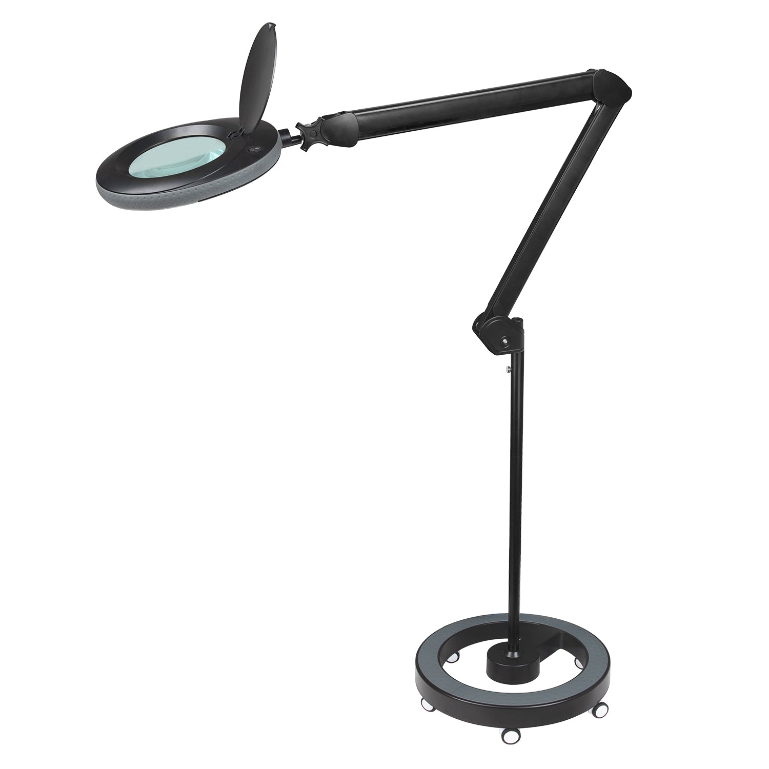 Lumeno 721X Lupenleuchte in Schwarz im Set mit Rollstativ