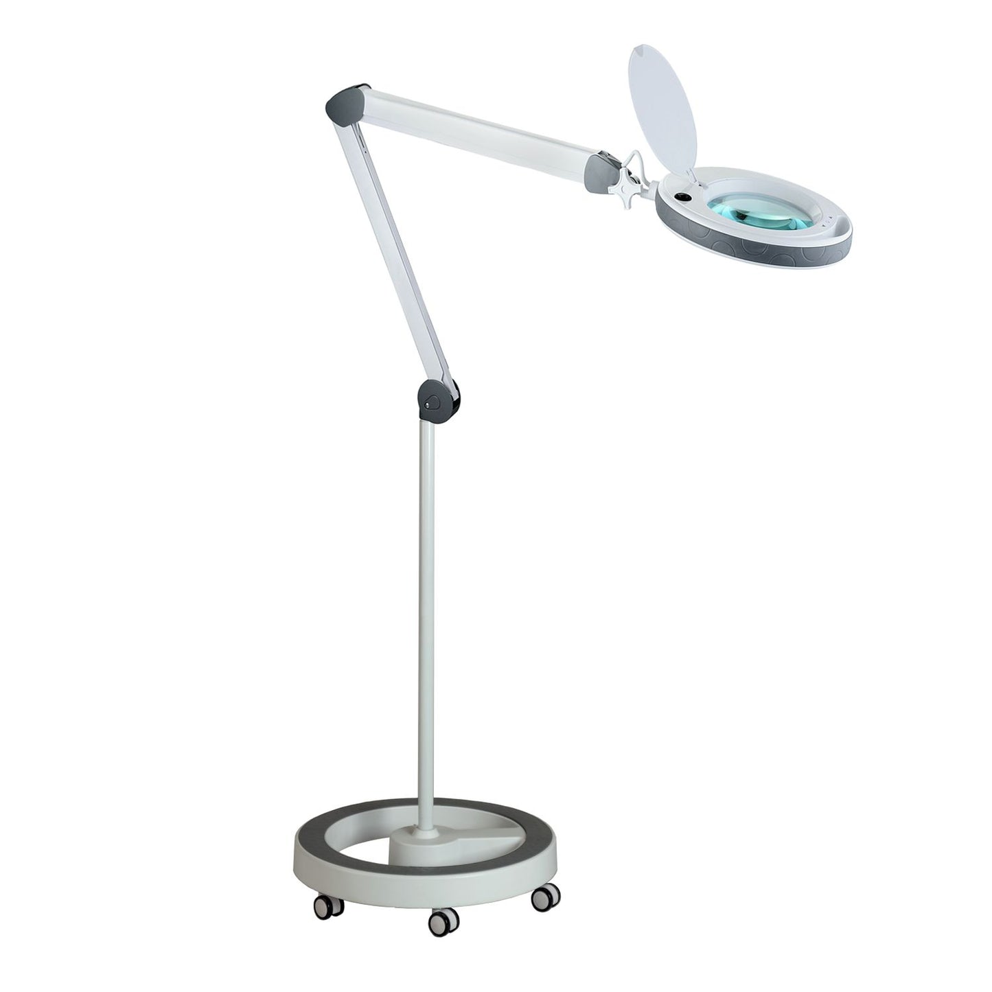 Lumeno LED magnifying lamp 851X series, with 152mm real glass lens, dimmable, grey